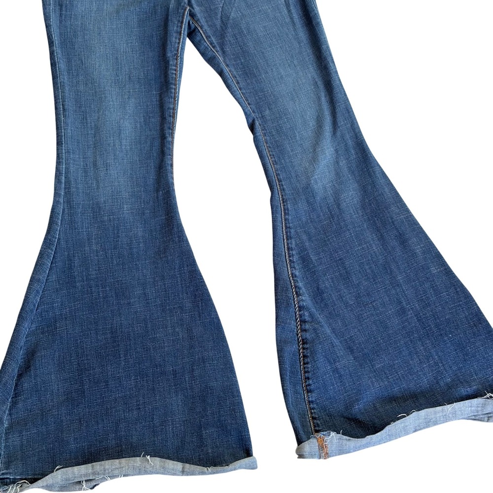 Free People Irreplacable Flare Jeans 29 Boho Blue High Rise Bell Bottom Denim - Picture 4 of 9